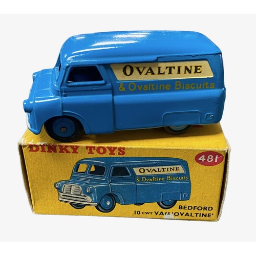 217 - Dinky. Bedford 10 cwt Van Ovaltine No. 481, generally excellent in excellent to good plus Dinky Toys... 