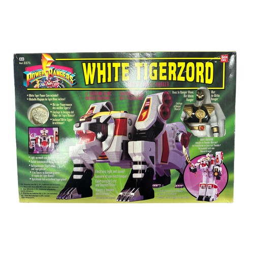 100 - White Tigerzord. Ban Dai Power Rangers Mighty Morphin White Tigerzord. In original box (some tears t... 