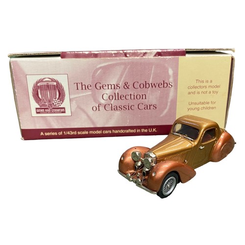 303 - Milestone. 1/43rd scale Gems & Cobwebs 1938 Jaguar SS100 Coupe No. GC34S, generally excellent in exc... 