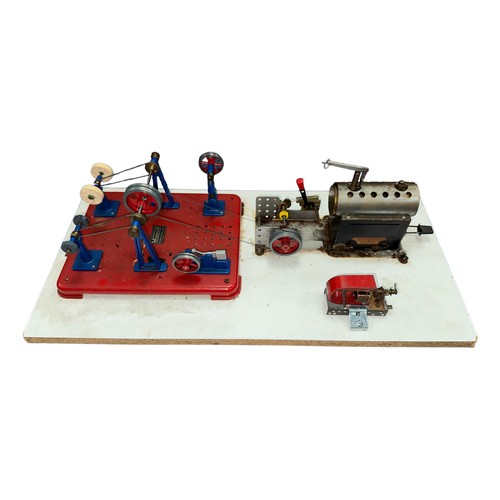 41 - Mamod. Live steam unboxed static Steam Engine No. SP3 and Workshop accessories (polishing wheel, gri... 