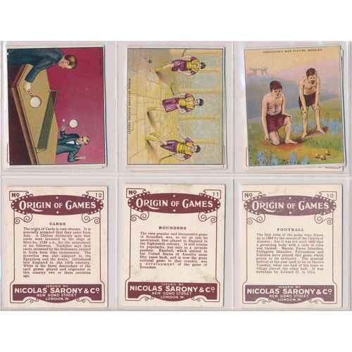 779 - Sarony 1923 Origin of Games large set of 15, in good to very good condition apart from one with a sm... 