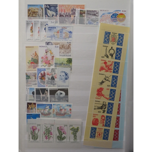 583 - Stamp collection in four albums including Europe – Monaco early to late 1970’s collection on printed... 