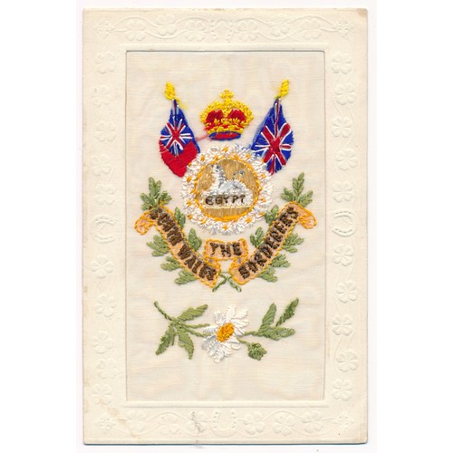 668 - Silks - World War One embroidered silks postcards, mixed condition, some with pencilled writing on r... 