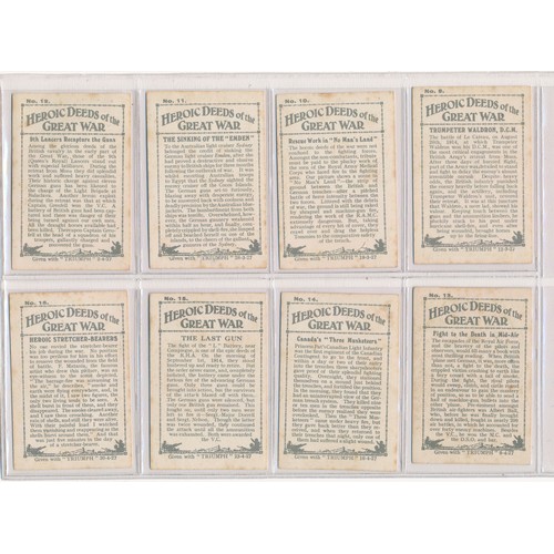 800 - Amalgamated Press 1927 Heroic Deeds of the Great War set of 16 cards, in very good condition, some s... 