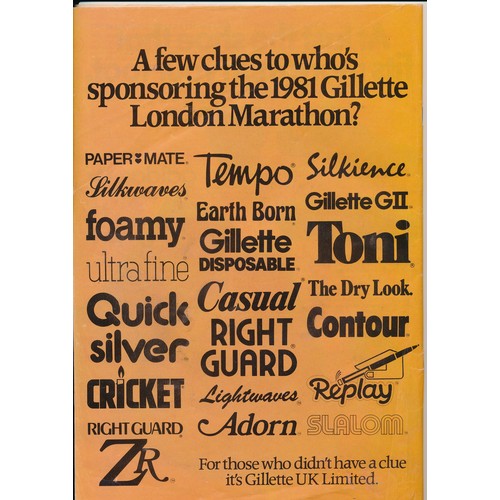 726 - Signed The Gillette London Marathon 29th March 1981, programme from the first ever London marathon s... 