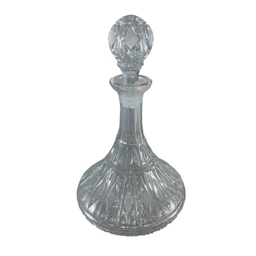 300 - Three large attractive cut glass decanters, excellent condition.