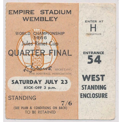 725 - 1966 World Cup pair of England tickets, two salmon colour tickets to Wembley Stadium England matches... 