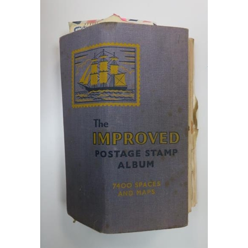 582 - A well-filled Worldwide childhood “hobby style” ‘The Improved Postage Stamp Album’ including various... 