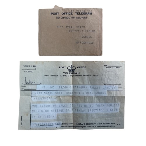 807 - Five telegrams from or on behalf of HM Queen and Prince Charles, later HM King Charles III. 
First d... 