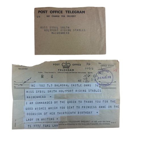 807 - Five telegrams from or on behalf of HM Queen and Prince Charles, later HM King Charles III. 
First d... 