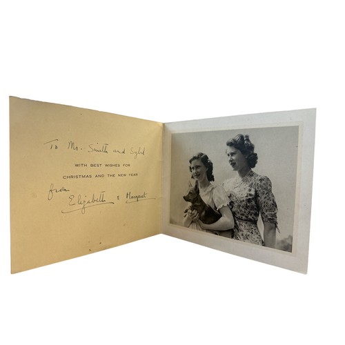 814 - A rare mid 1940s Christmas Card signed by TRH Princess Elizabeth (later HM Queen Elizabeth II) and P... 