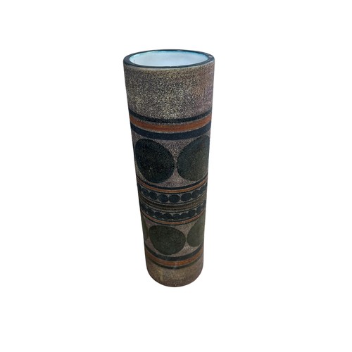 370 - Large cylindrical Troika vase, approx 36.5cm high. Marilyn Pascoe monogram on underside.