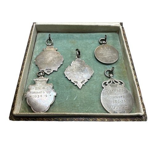 428 - Selection of six hallmarked silver 1920’s & 1930’s Birmingham football medals to include; a silver m... 