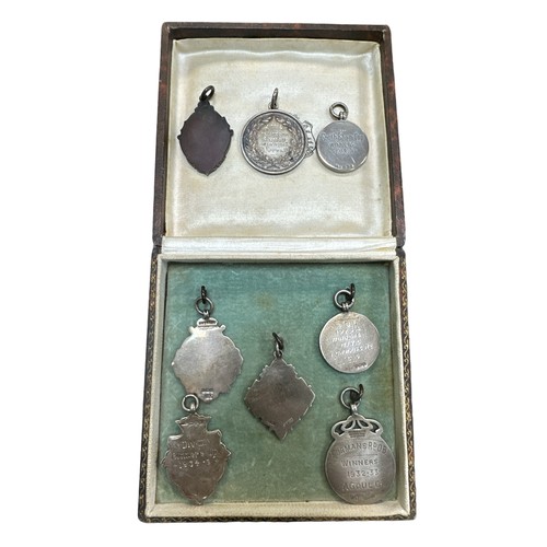 428 - Selection of six hallmarked silver 1920’s & 1930’s Birmingham football medals to include; a silver m... 