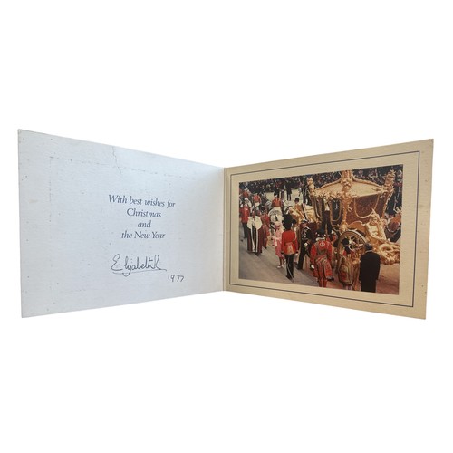 837 - A 1977 Christmas Card sent from HM Queen Elizabeth II with embossed '1977 Silver Jubilee' crest to t... 