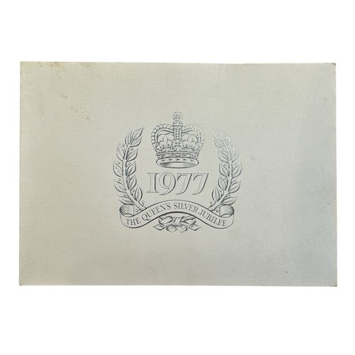 837 - A 1977 Christmas Card sent from HM Queen Elizabeth II with embossed '1977 Silver Jubilee' crest to t... 