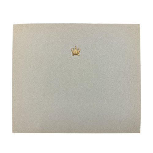 825 - A 1958 Christmas Card sent from HM Queen Elizabeth II. Cover with a gilt crown and interior with a p... 