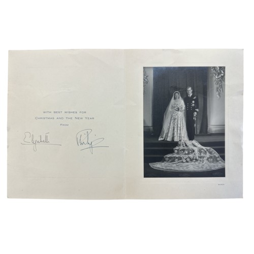 817 - A signed 1947 Christmas Card from TRH Princess Elizabeth and The Duke of Edinburgh.  A gilt embossed... 