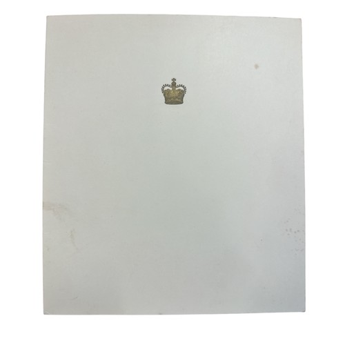 823 - A 1955 Christmas Card from HM Queen Elizabeth II. Gilt embossed crown to the cover, interior with bl... 