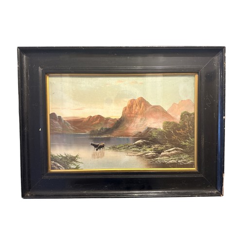 431 - B. Ward (Early 20th Century) – Gouache framed landscape painting depicting highland cattle resting i... 