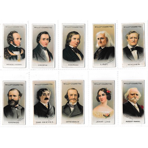 786 - Wills 1911 Musical Celebrities First Series complete set of 50 in excellent condition. Cat. £125