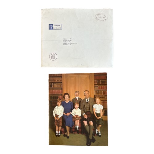 845 - A 1987 Christmas card sent by HM The Queen. Cover with a photograph of The Queen and The Duke of Edi... 