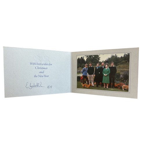 839 - 1979 Christmas Card from HM Queen
 Elizabeth II. Cover with twin gild Royal cyphers Interior with pr... 