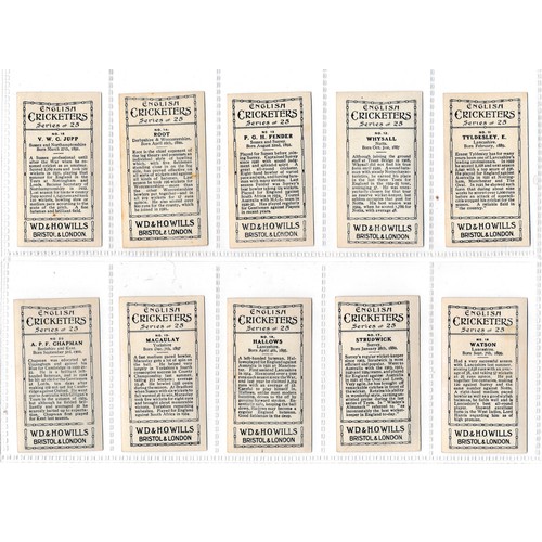 788 - Wills 1926 English Cricketers New Zealand Issue - complete set of 25 in very good to excellent condi... 