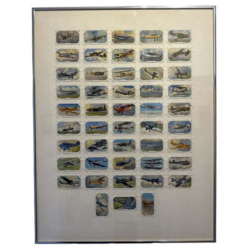 748 - Gallaher 1939 Aeroplanes framed complete set of 48 with Wills Speed set and Lyons Tea Wings of Speed... 