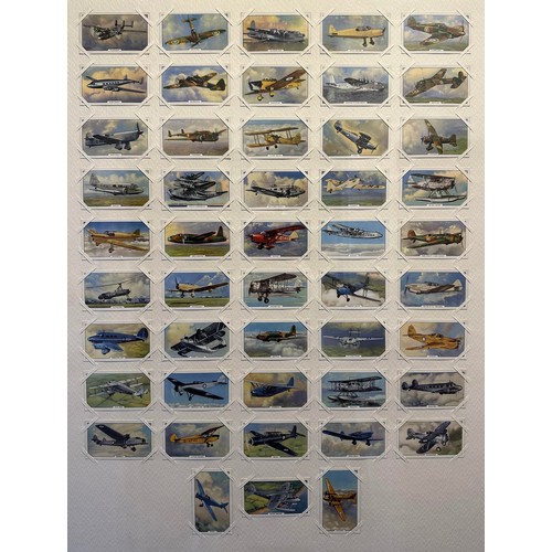 748 - Gallaher 1939 Aeroplanes framed complete set of 48 with Wills Speed set and Lyons Tea Wings of Speed... 