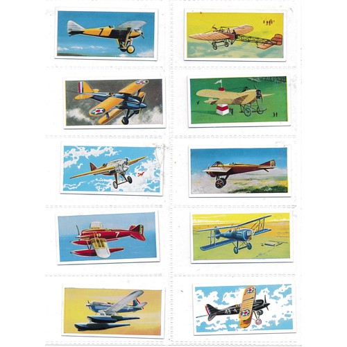 748 - Gallaher 1939 Aeroplanes framed complete set of 48 with Wills Speed set and Lyons Tea Wings of Speed... 