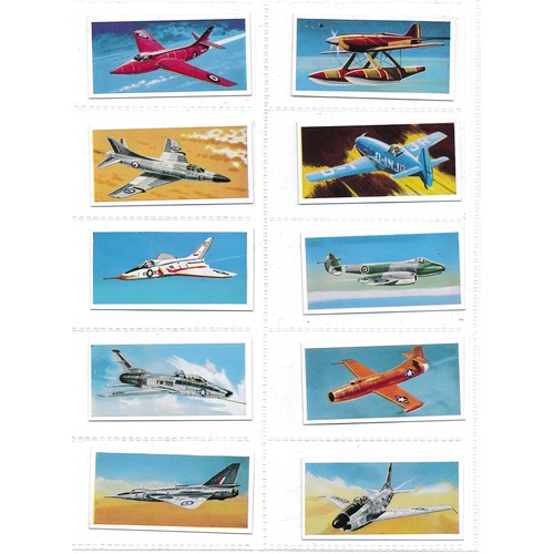 748 - Gallaher 1939 Aeroplanes framed complete set of 48 with Wills Speed set and Lyons Tea Wings of Speed... 