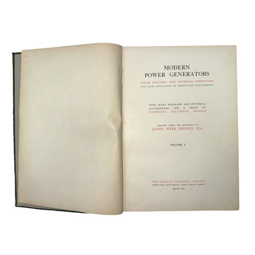 699 - MODERN POWER GENERATORS, A TWO VOLUME EDITION, by Archibald Barr, 1908 in a green art nouveau bindin... 