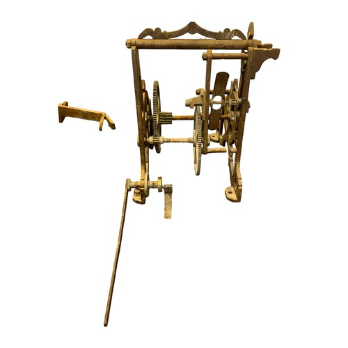 135 - A large forged Iron Victorian tower clock movement/mechanism, in several pieces including wheels, ro... 