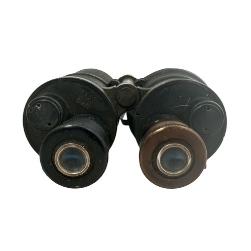 188 - Third Reich 7x50 Kreigsmarine “tuna can” binoculars, makers code ‘beh’ (E Leitz, Wetzlar) and serial... 