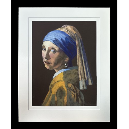 171 - Stan Kaminski (b.1952) – Gouache copy of Vermeer’s Girl with a Pearl Earring. Unframed, signed ‘Stan... 