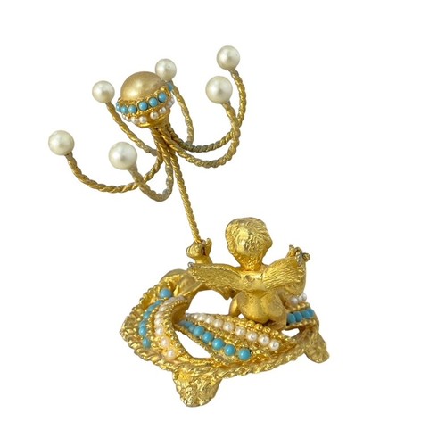 145 - Mirella ware - 27 vintage pieces gilded with seed pearls and turquoise beads, to include lipstick ho... 