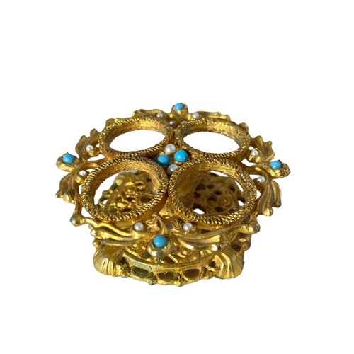 145 - Mirella ware - 27 vintage pieces gilded with seed pearls and turquoise beads, to include lipstick ho... 