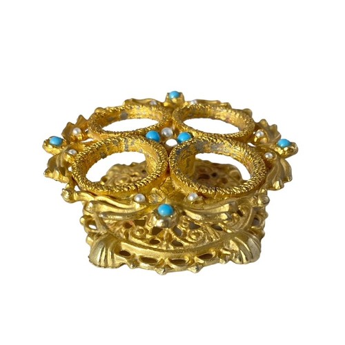 145 - Mirella ware - 27 vintage pieces gilded with seed pearls and turquoise beads, to include lipstick ho... 