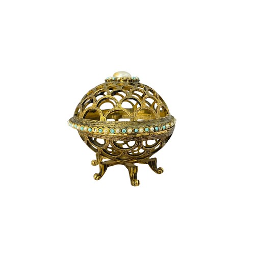 145 - Mirella ware - 27 vintage pieces gilded with seed pearls and turquoise beads, to include lipstick ho... 