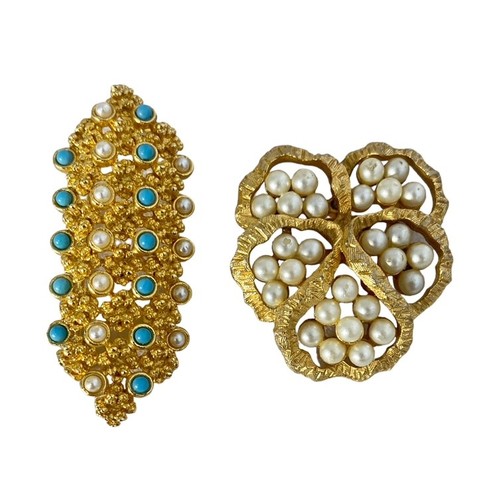 145 - Mirella ware - 27 vintage pieces gilded with seed pearls and turquoise beads, to include lipstick ho... 