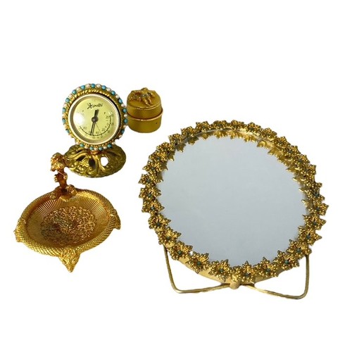 145 - Mirella ware - 27 vintage pieces gilded with seed pearls and turquoise beads, to include lipstick ho... 