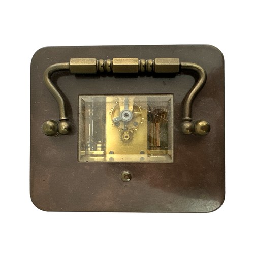 126 - A brass cased carriage clock with bevelled glass panels, Matthew Norman of London, complete with key... 