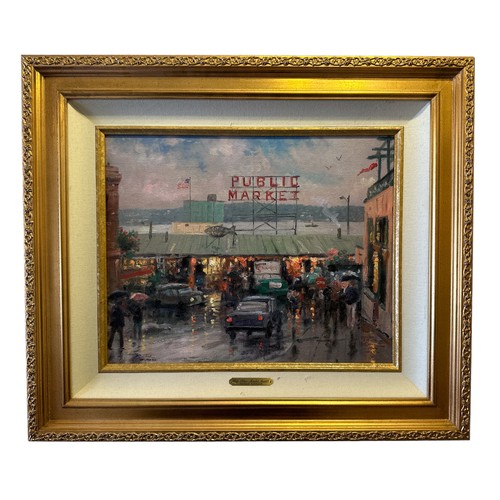 18 - Thomas Kinkade (American, 1958-2012) – ‘Pike Place Market, Seattle’ limited edition print of a publi... 