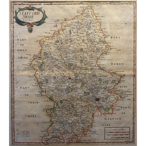 485 - Selection of three old maps, to include; map of Staffordhire sold by Abel Swale Awnsham & John Churc... 