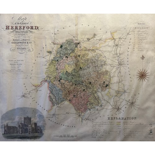 485 - Selection of three old maps, to include; map of Staffordhire sold by Abel Swale Awnsham & John Churc... 