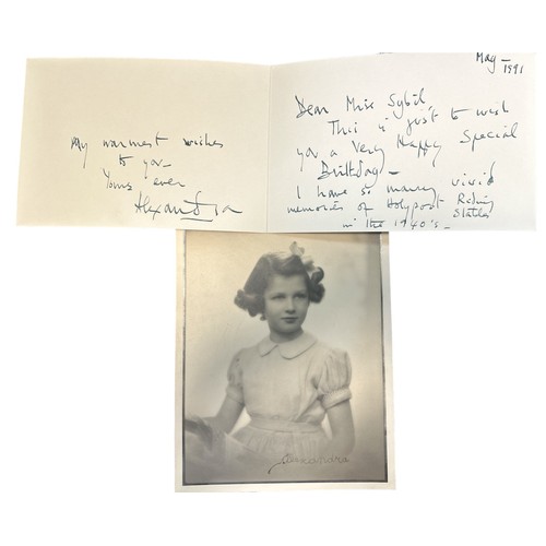 810 - A greeting card sent by Princess Alexandra, Lady Ogilvy, first cousin to Queen Elizabeth II to Sybil... 