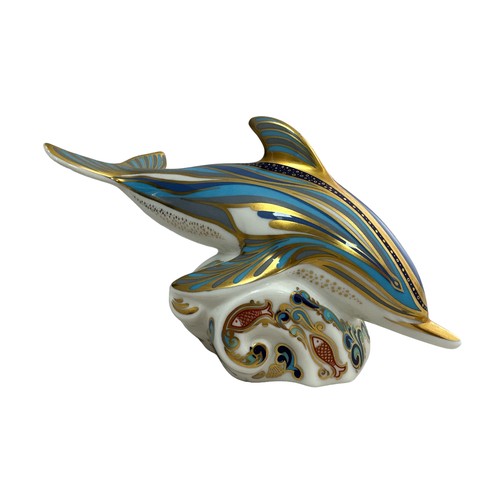 60 - Two Royal Crown Derby paperweights  - Oceanic whale, Collectors Guild exclusive with gold stopper, 2... 