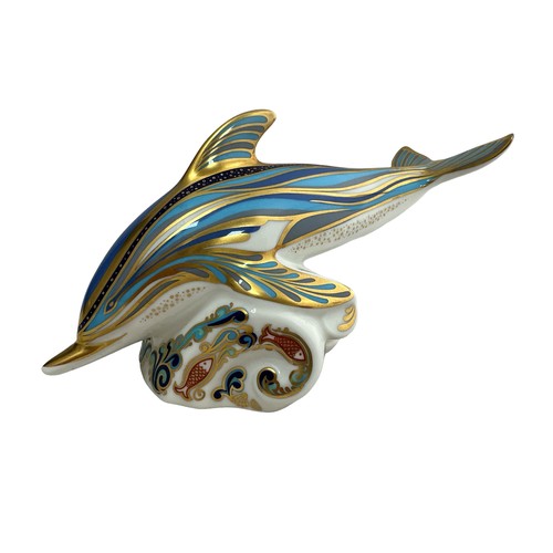 60 - Two Royal Crown Derby paperweights  - Oceanic whale, Collectors Guild exclusive with gold stopper, 2... 