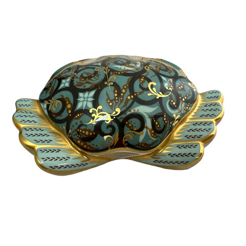 62 - A Royal Crown Derby Cromer Crab limited edition paperweight. 21st anniversary gold stopper. Boxed, w... 